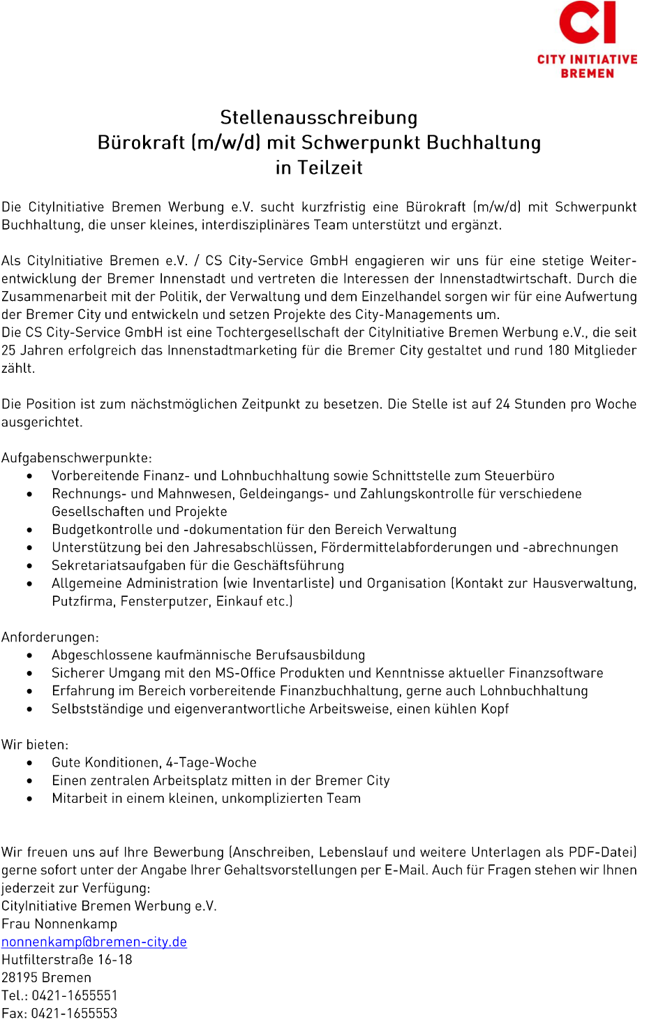 Bürokraft (m/w/d) mit Schwerpunkt Buchhaltung