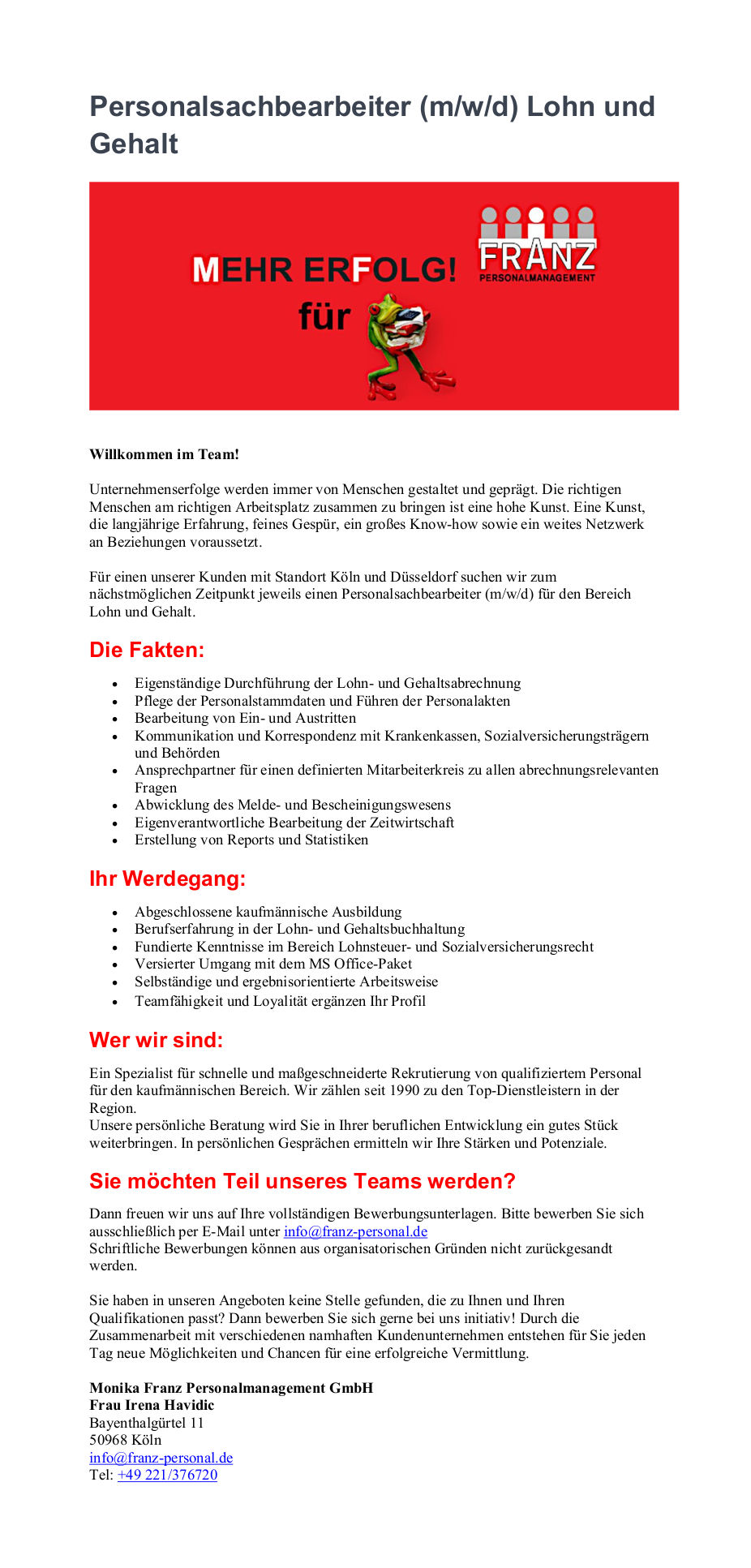 Personalsachbearbeiter (m/w/d) Lohn und Gehalt