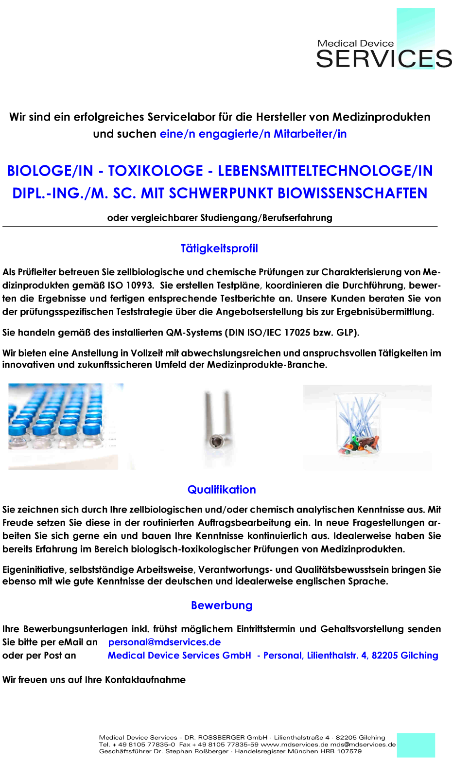BIOLOGE/IN - TOXIKOLOGE - LEBENSMITTELTECHNOLOGE/IN DIPL.-ING./M. SC. MIT SCHWERPUNKT BIOWISSENSCHAFTEN