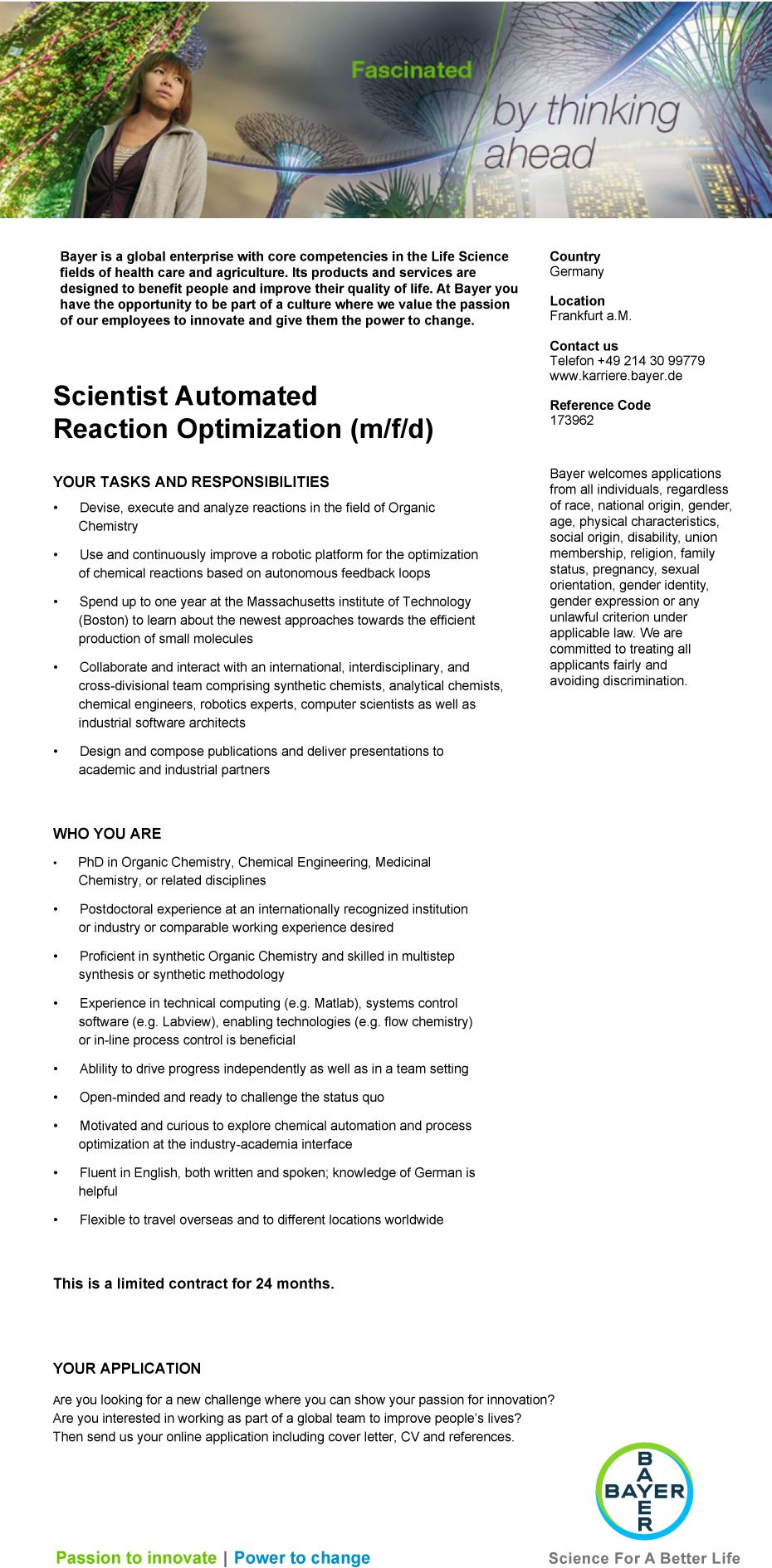 Scientist Automated Reaction Optimization (m/f/d)