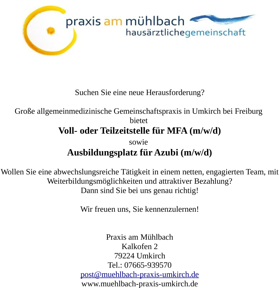 MFA (m/w/d) gesucht in Umkirch bei Freiburg
