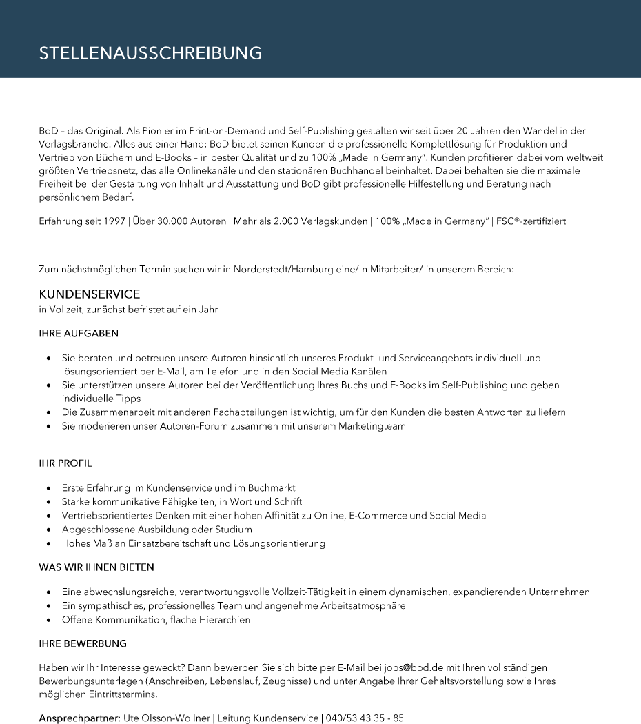 Mitarbeiter Kundenservice (m/w/d)