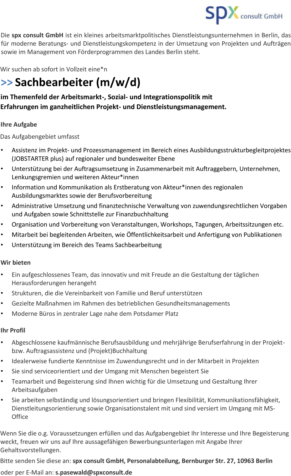 Sachbearbeiter (m/w/d)