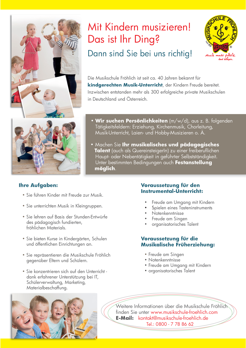 Musiklehrer/in auch als Quereinsteiger/in