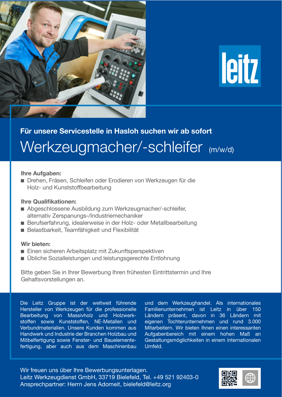Werkzeugmacher/-schleifer (m/w/d)