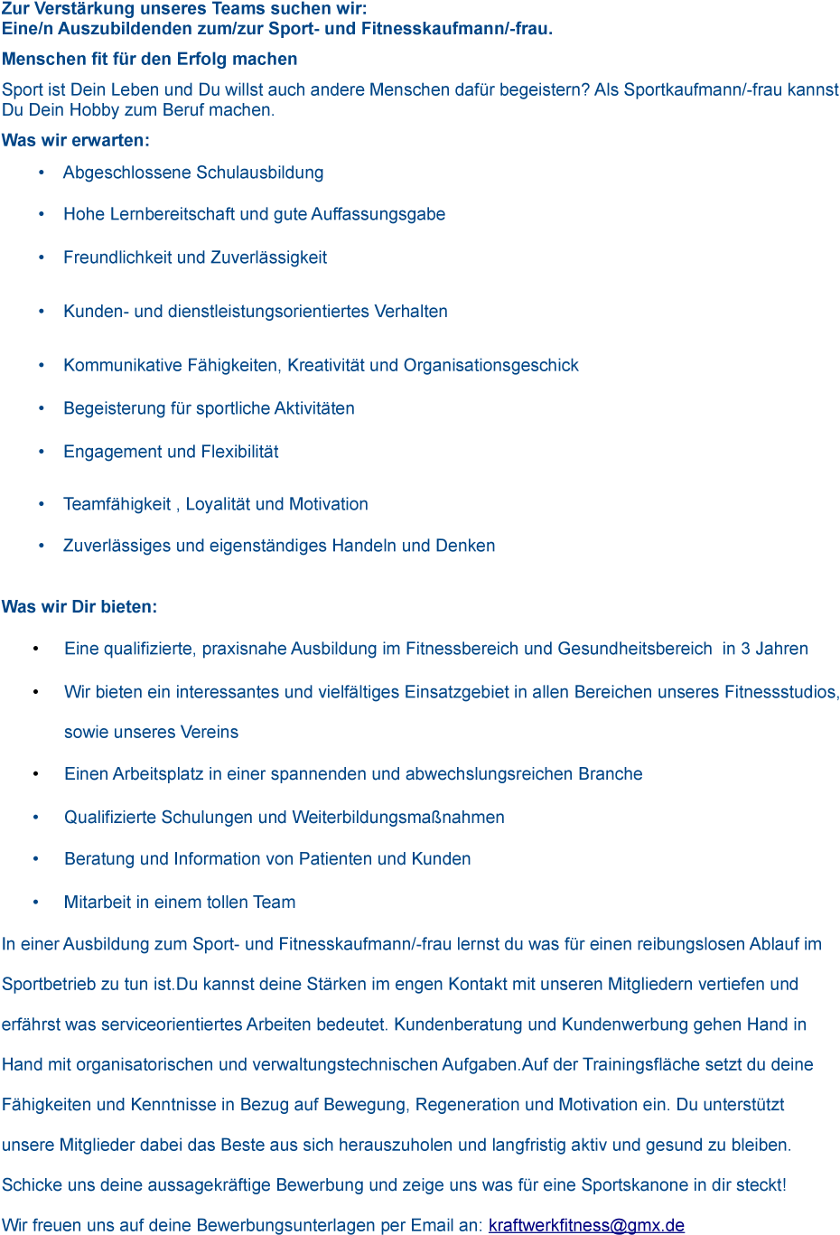 Sport- & Fitnesskaufmann (IHK) (m/w/d)