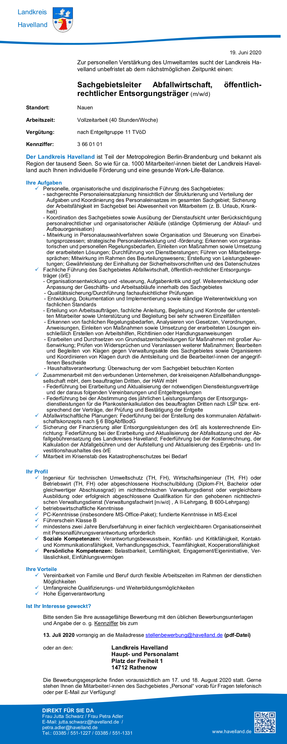 Sachgebietsleiter Abfallwirtschaft, öffentlich-rechtlicher Entsorgungsträger (m/w/d)