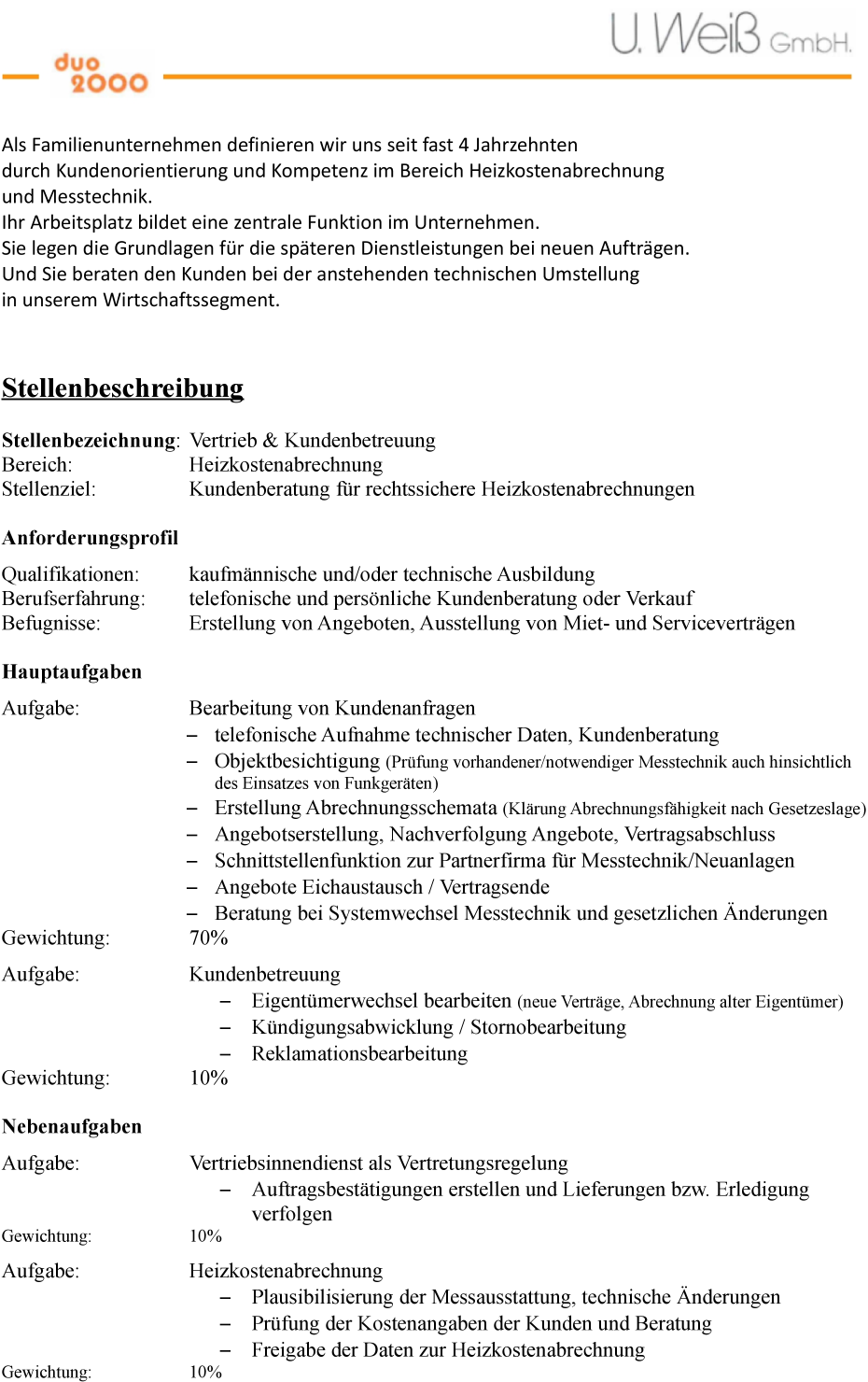 Kundenbetreuung & Vertrieb m/w/d