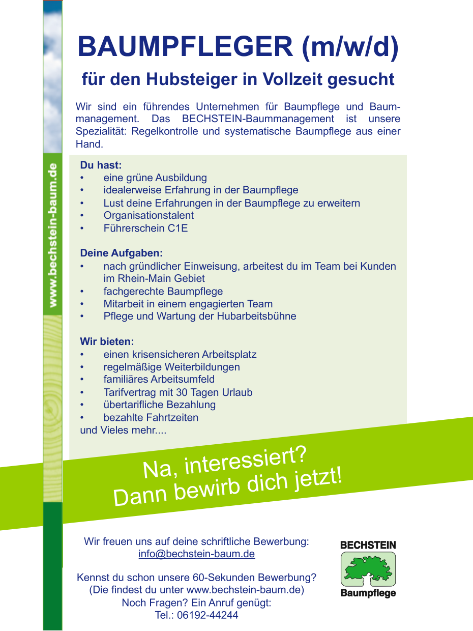 Baumpfleger Hubsteiger (m/w/d)