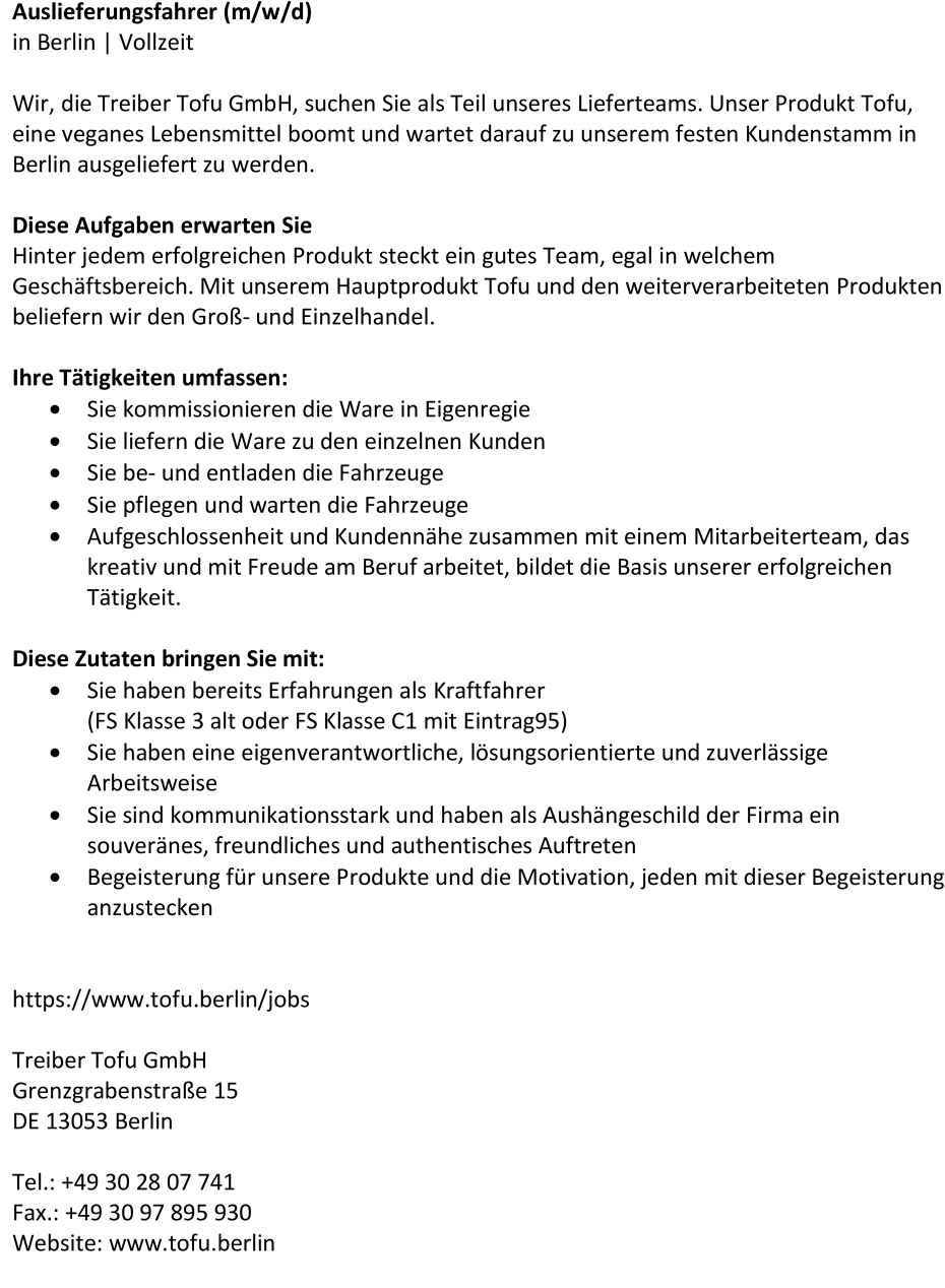 Kraftfahrer C1 (m/w/d)