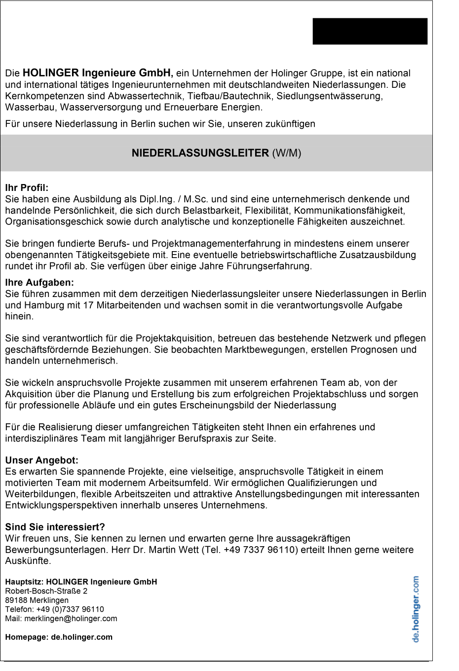 Niederlassungsleiter (m/w/d)