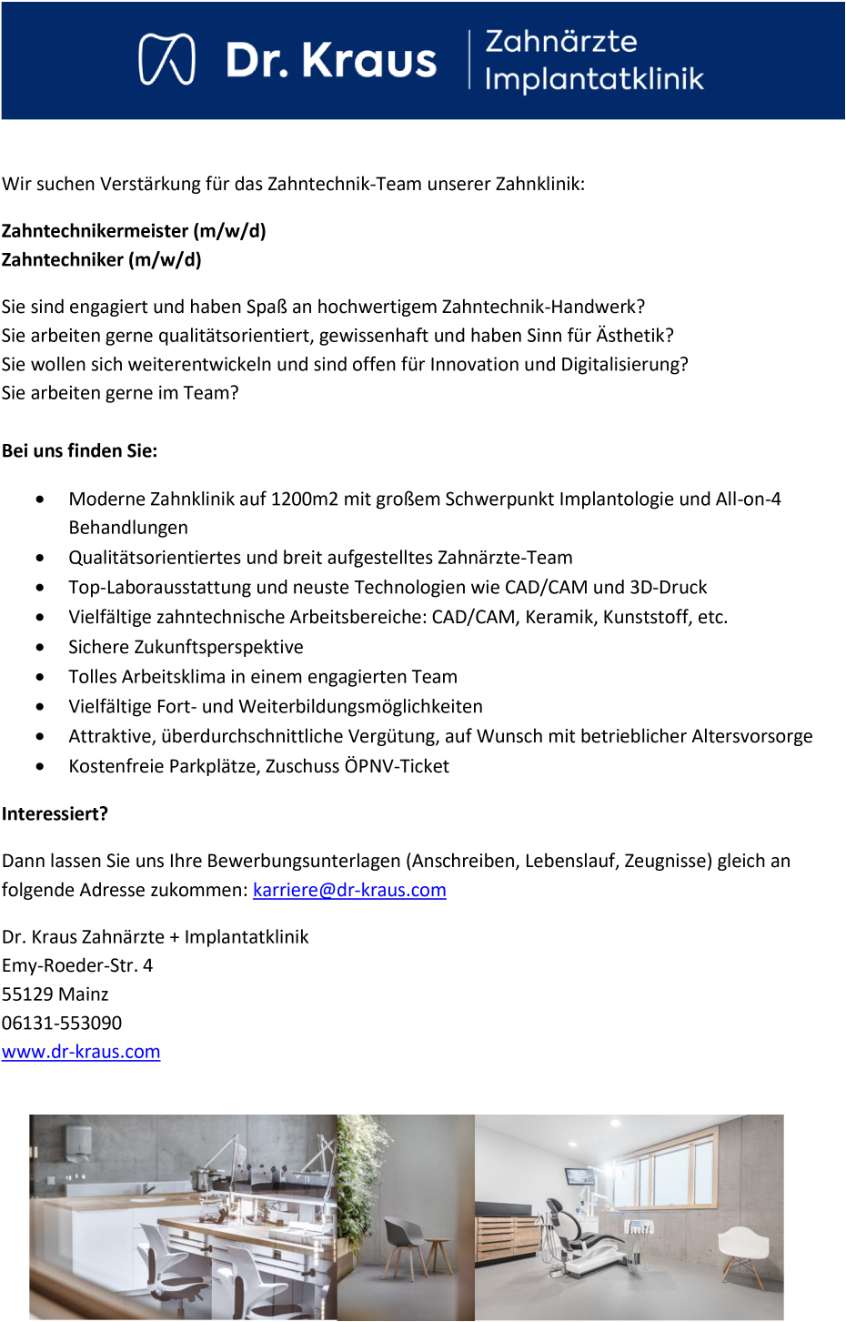 Zahntechniker-Meister und/ oder Zahntechniker (m/w/d)