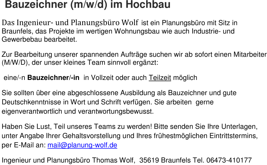 Bauzeichner/in