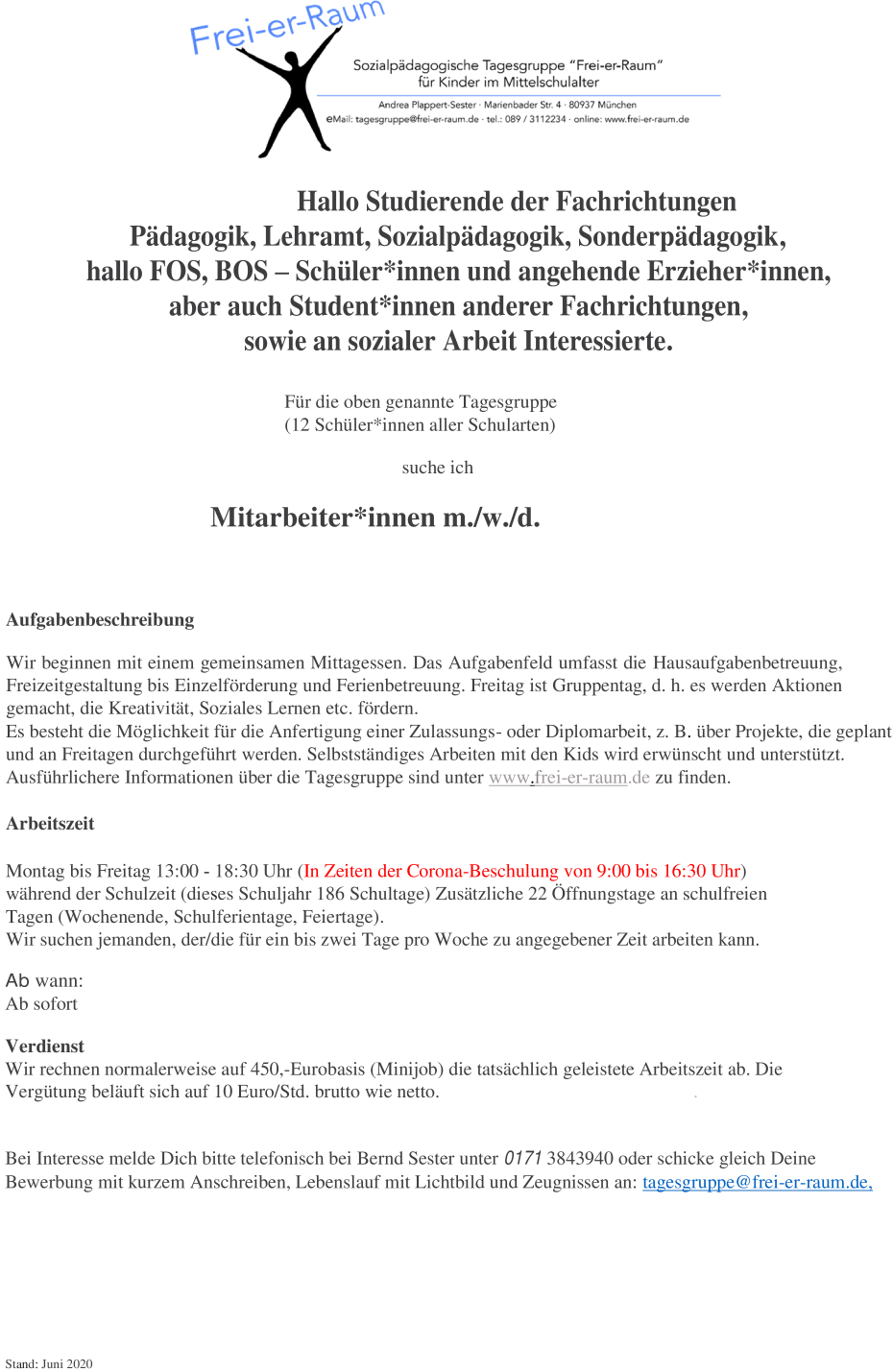 Unterstützung für unser Team