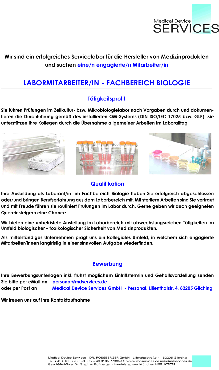 LABORMITARBEITER/IN - FACHBEREICH BIOLOGIE