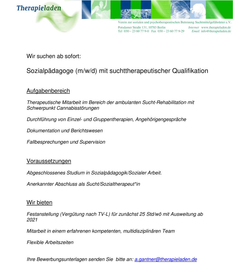 Sozialpädagog*in/Suchttherapeut*in