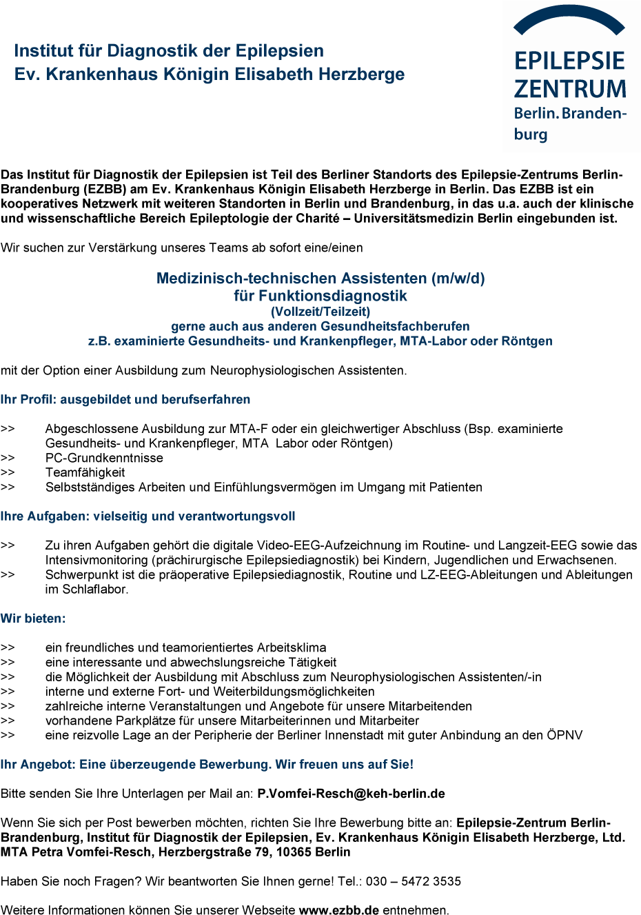 Medizinisch-technische Assistenten (MTA-F)