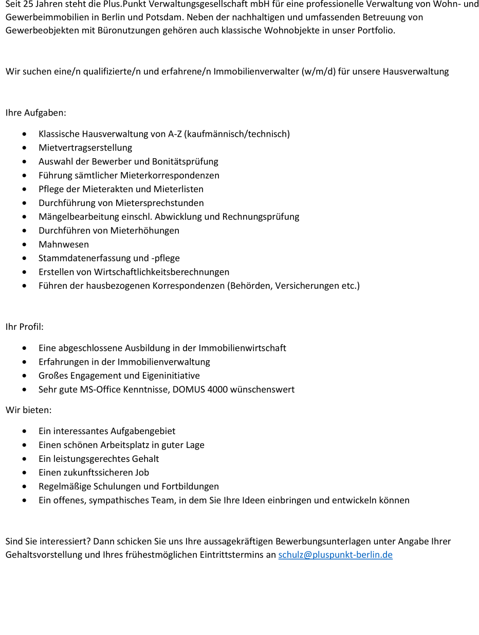 Immobilienverwalter/in (w/m/d)